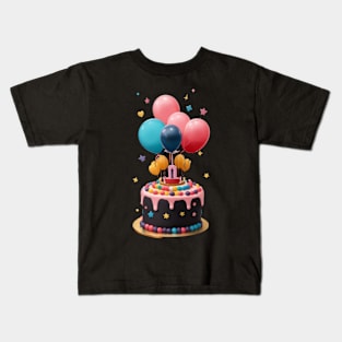 birthday cake with balloons Kids T-Shirt